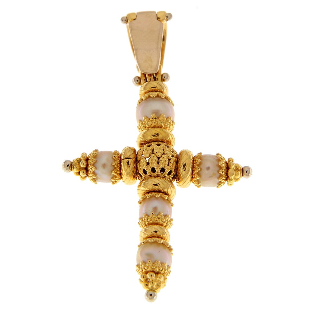 Ciondolo Croce con Perle