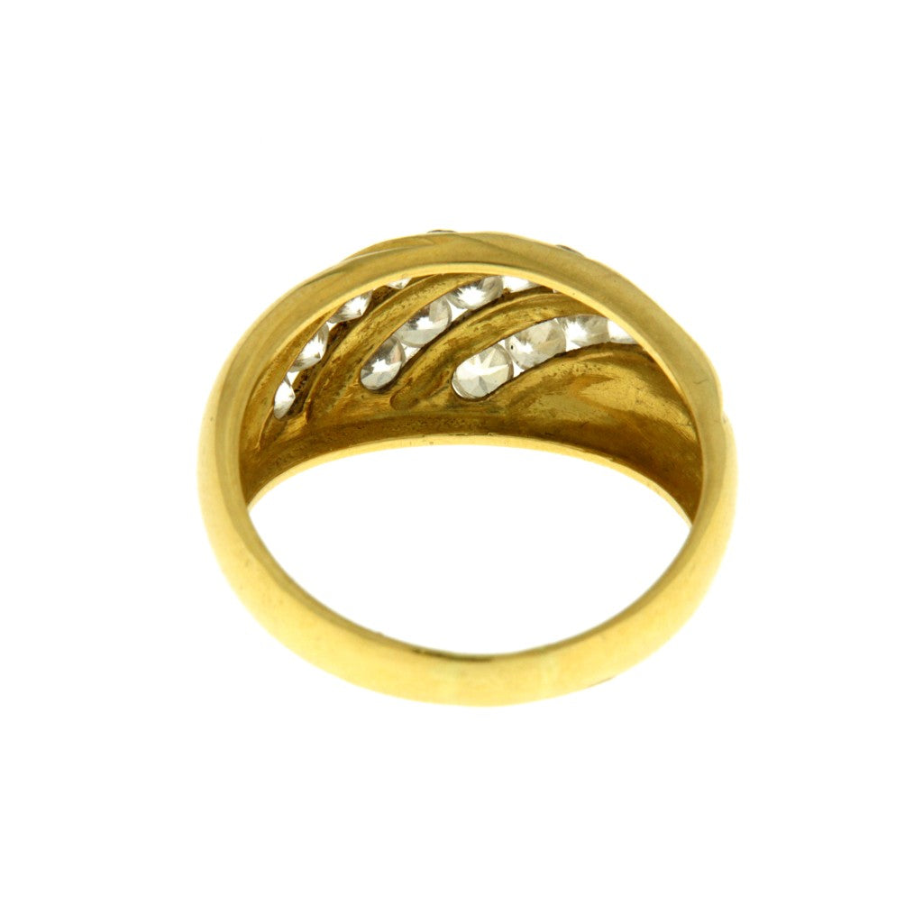 Anello con 3 File di Pietre Bianche