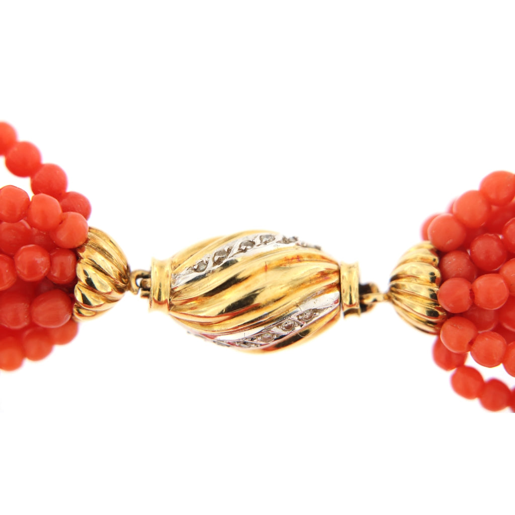 Collana Multifilo in Pietra Rossa (Articolo Non in Saldo)