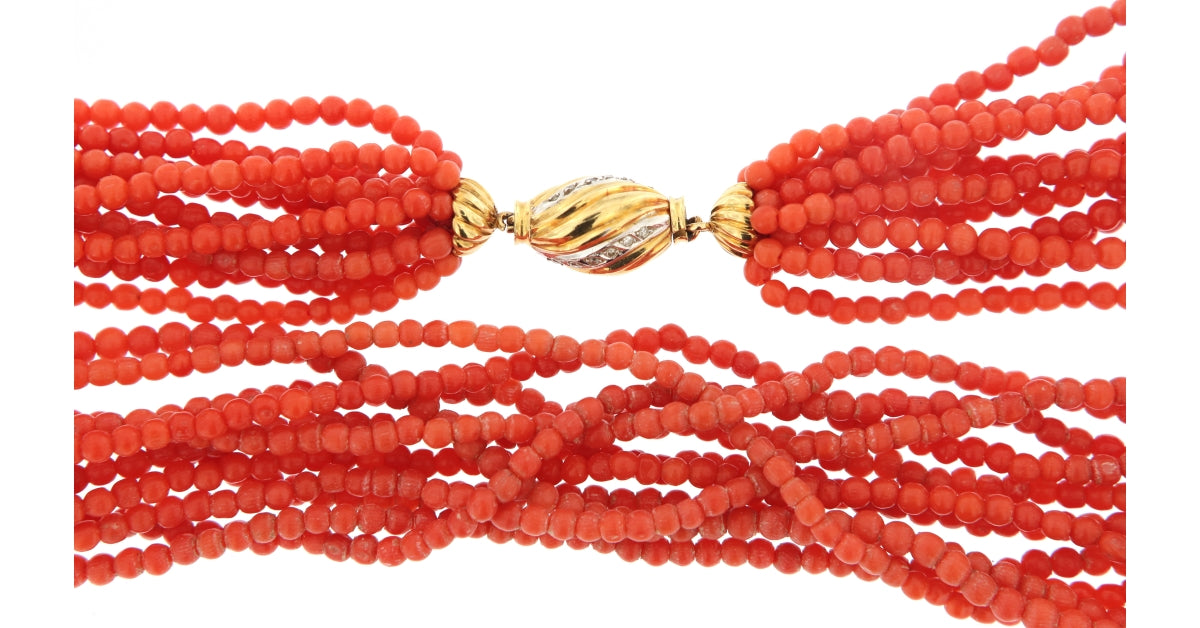 Collana Multifilo in Pietra Rossa (Articolo Non in Saldo)