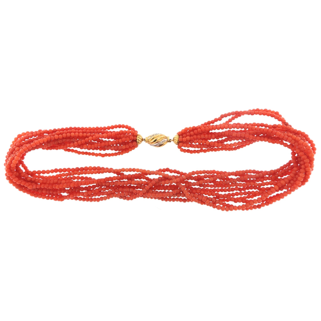 Collana Multifilo in Pietra Rossa (Articolo Non in Saldo)