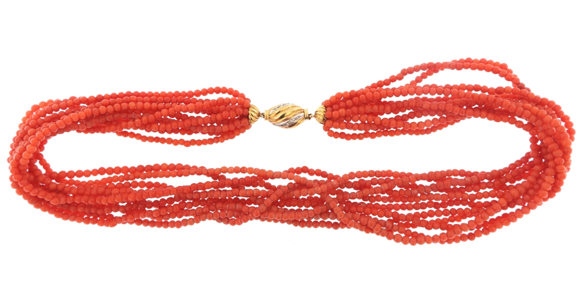 Collana Multifilo in Pietra Rossa (Articolo Non in Saldo)