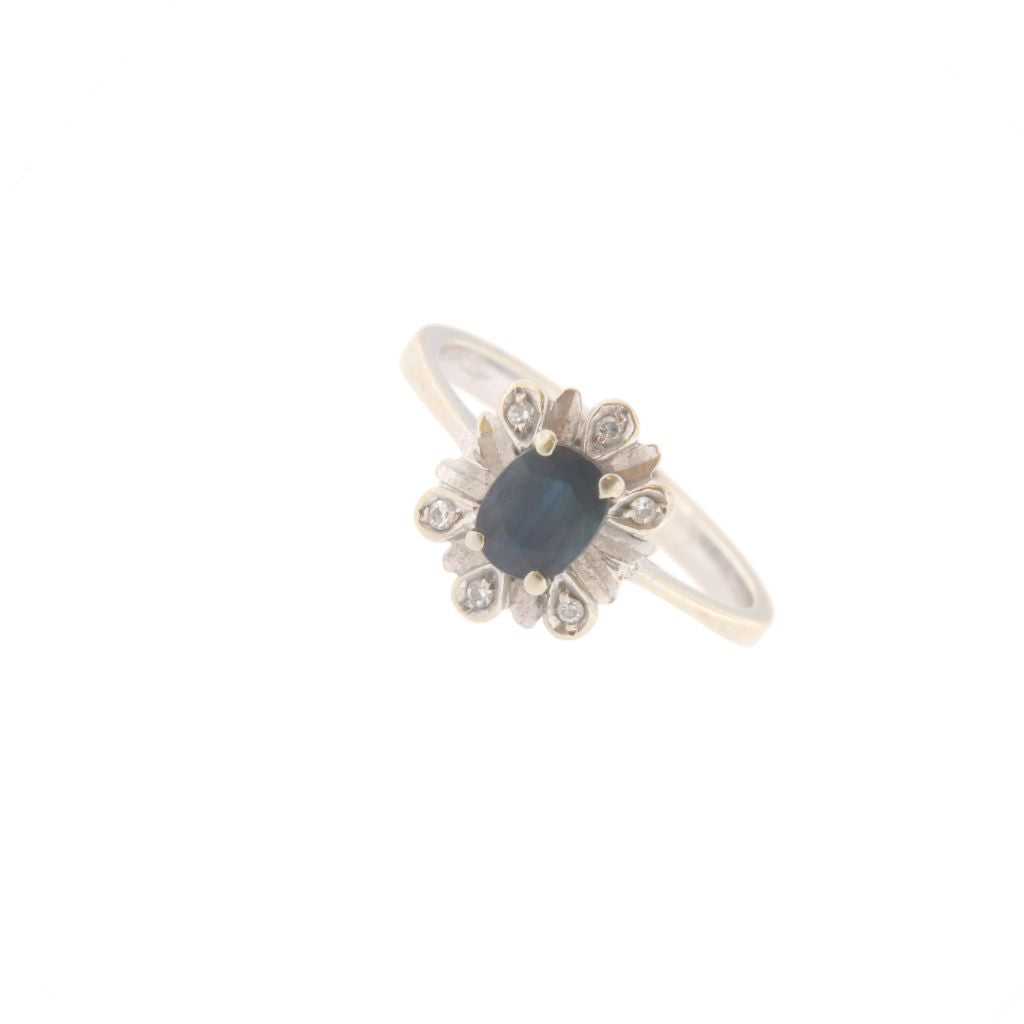 Anello Fiore Zaffiro e Diamanti
