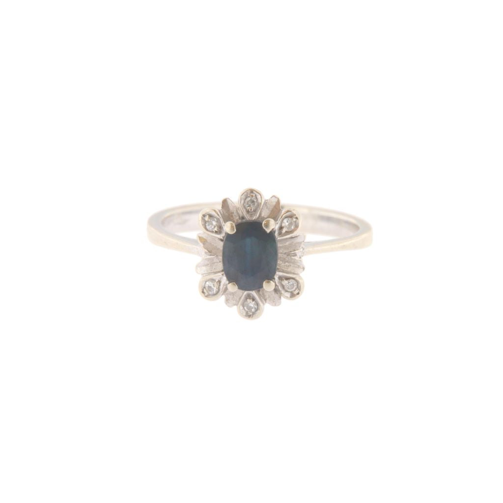 Anello Fiore Zaffiro e Diamanti