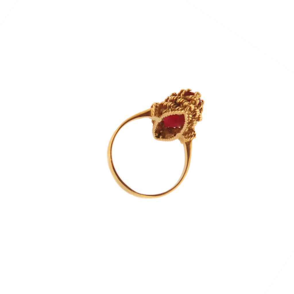 Anello Lavorato Pietra Rossa