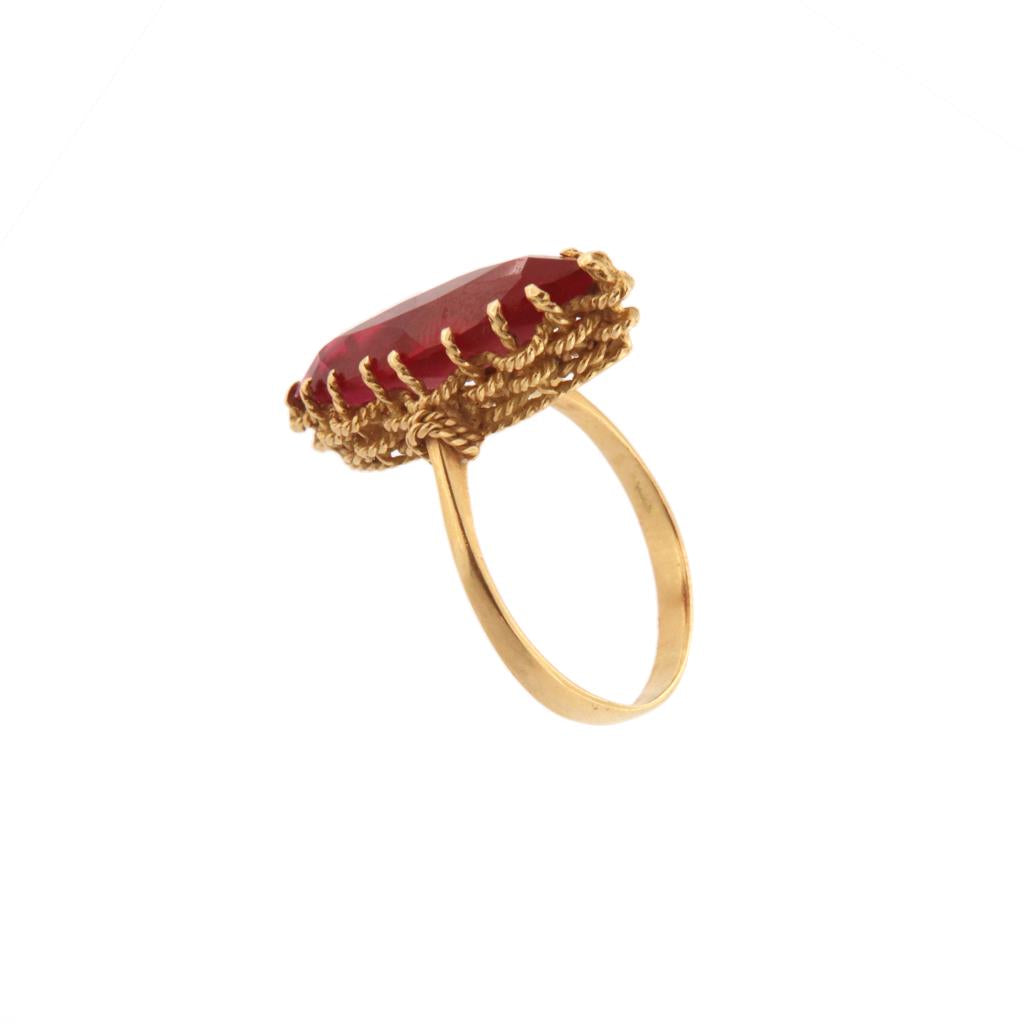 Anello Lavorato Pietra Rossa