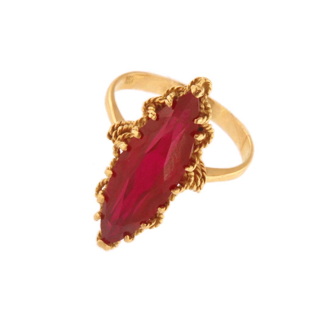 Anello Lavorato Pietra Rossa