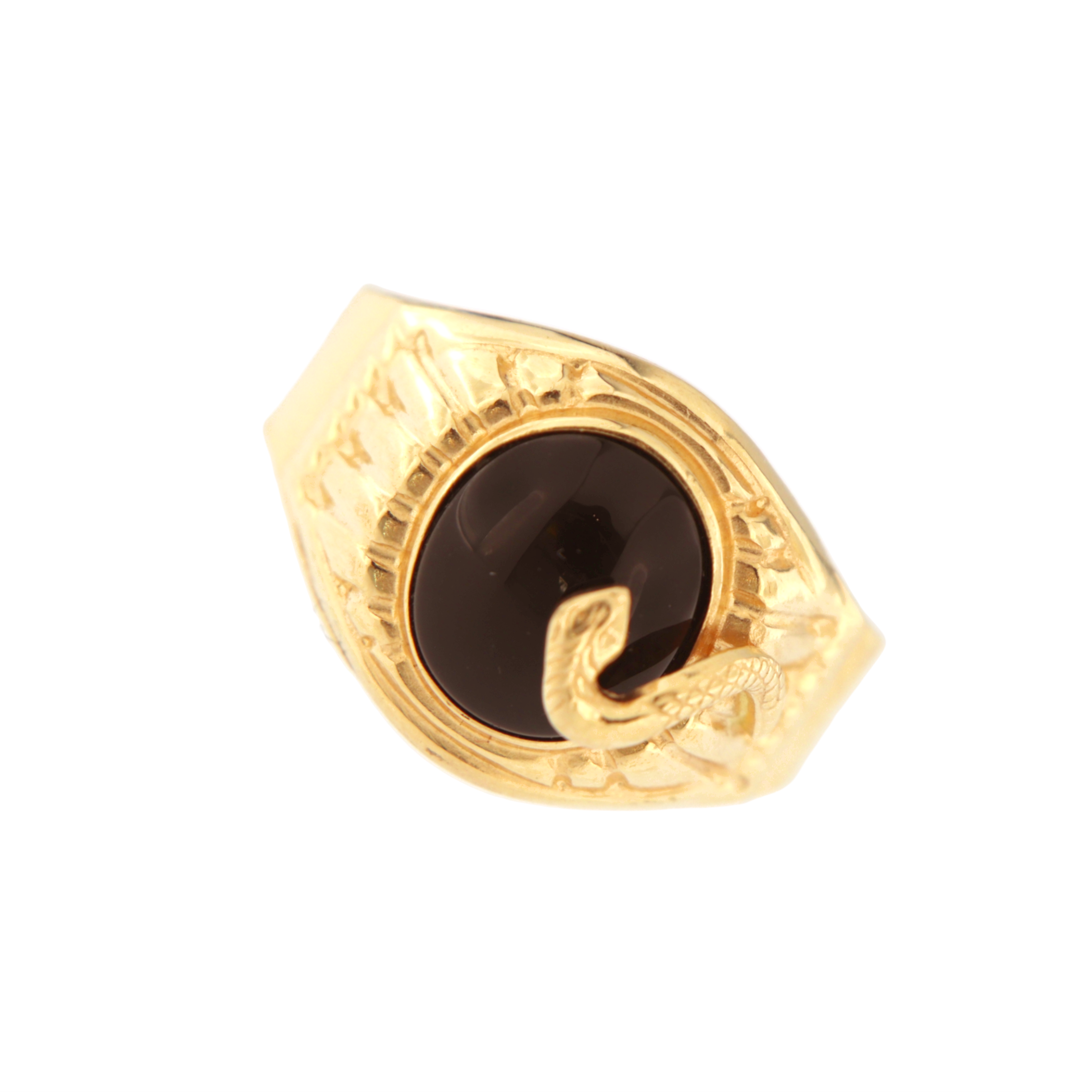 Anello Uomo Pietra Nera Serpente