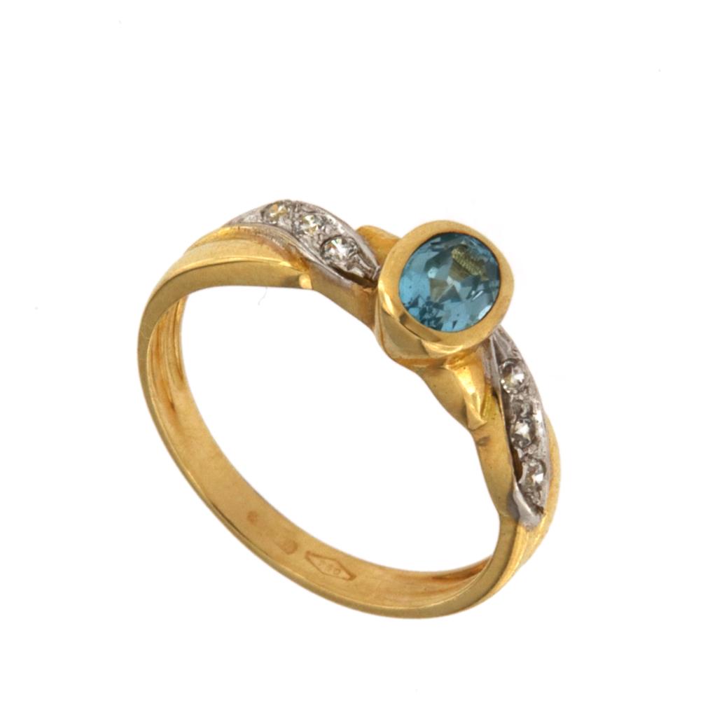 Anello Ovale Celeste e Pietre Bianche