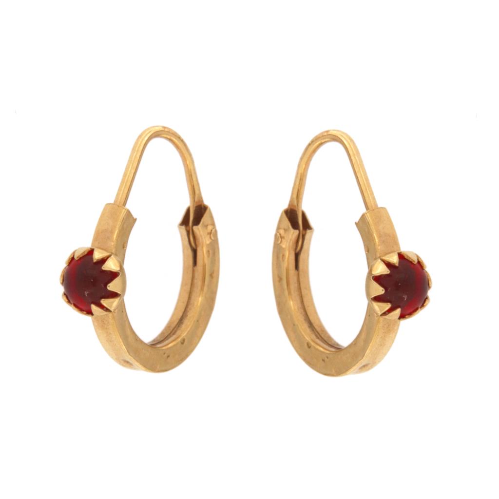 Orecchini a Cerchio Piccolo con Pietra Rossa