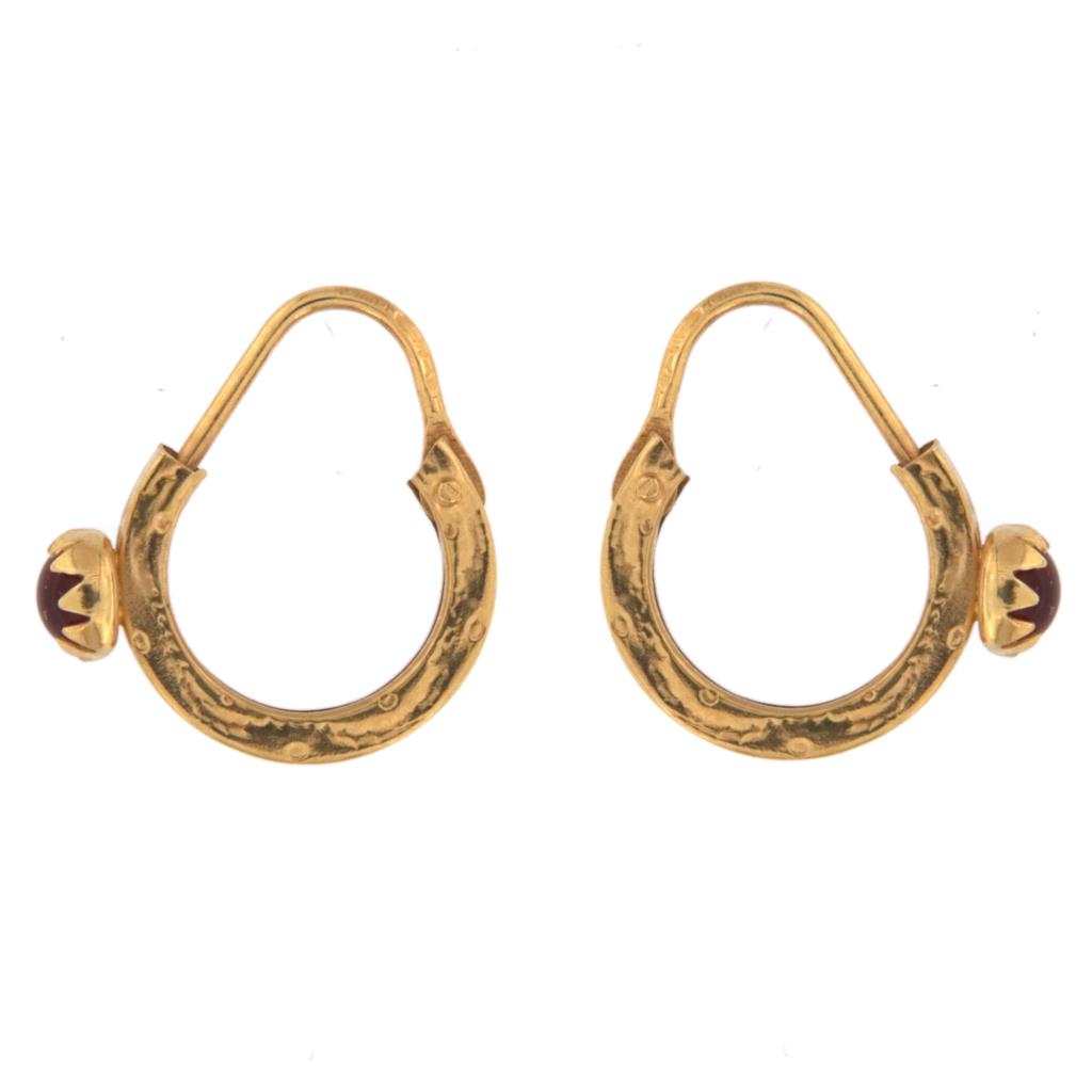 Orecchini a Cerchio Piccolo con Pietra Rossa