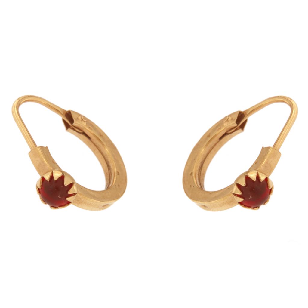 Orecchini a Cerchio Piccolo con Pietra Rossa