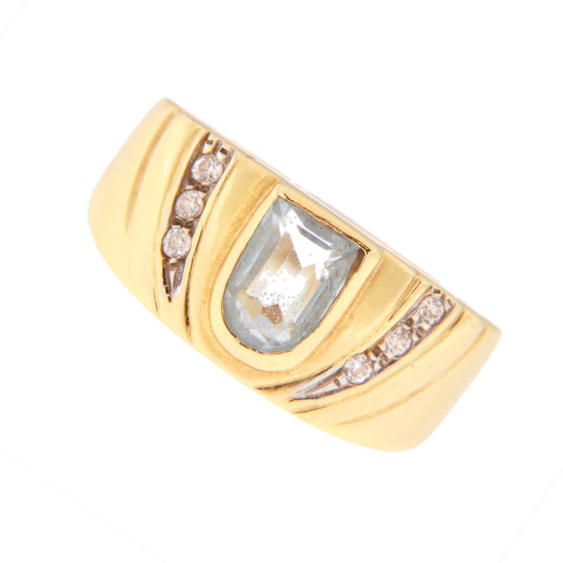 Anello Fascia Pietra Azzurra e Bianche