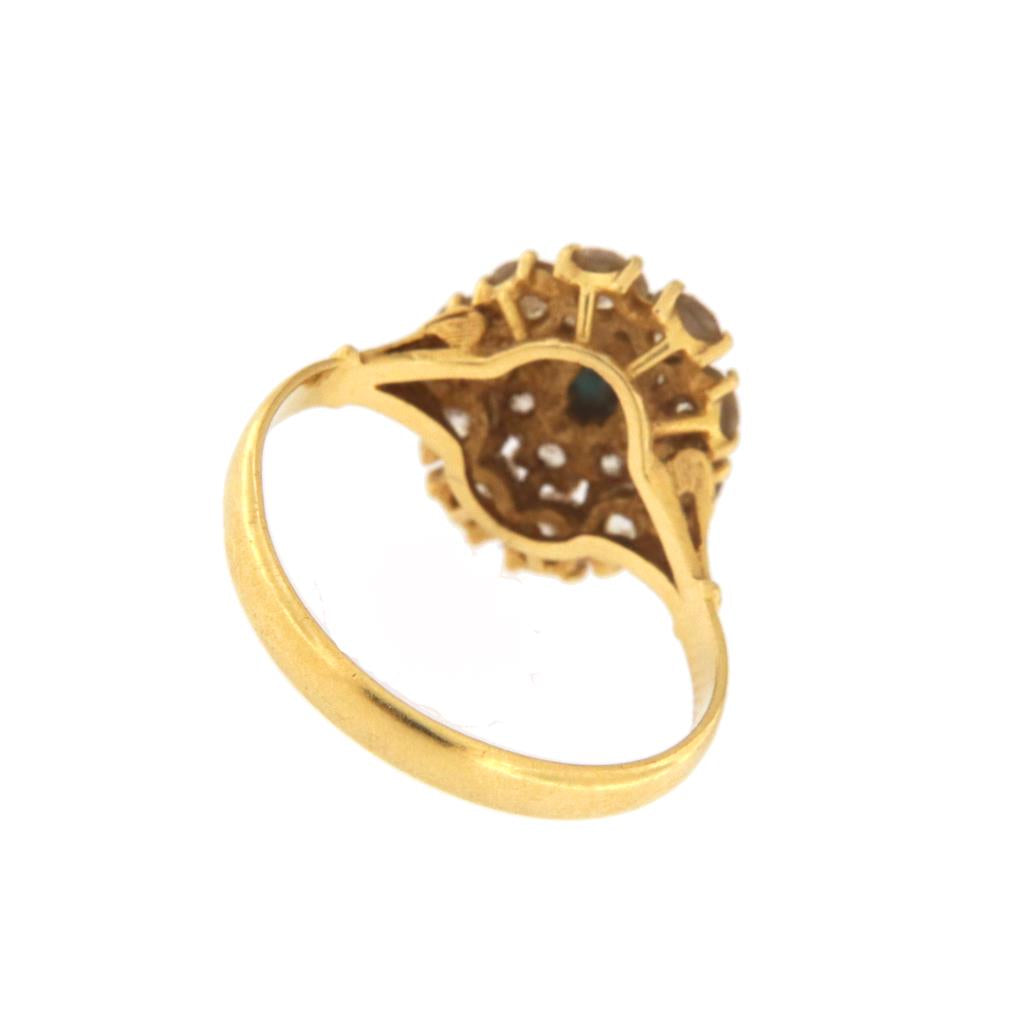 Anello Ovale Fiore Pietre Bianche e Blu