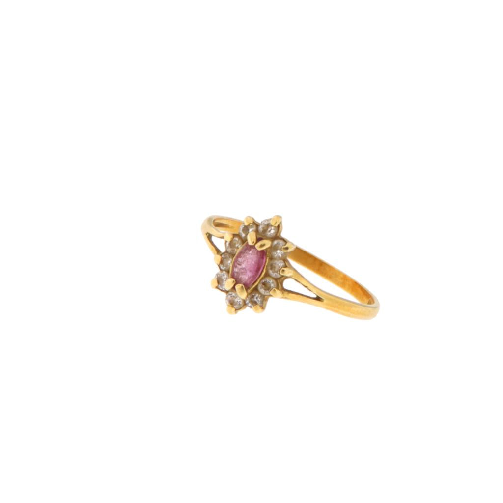 Anello Fiore con Pietre Bianche e Rosa