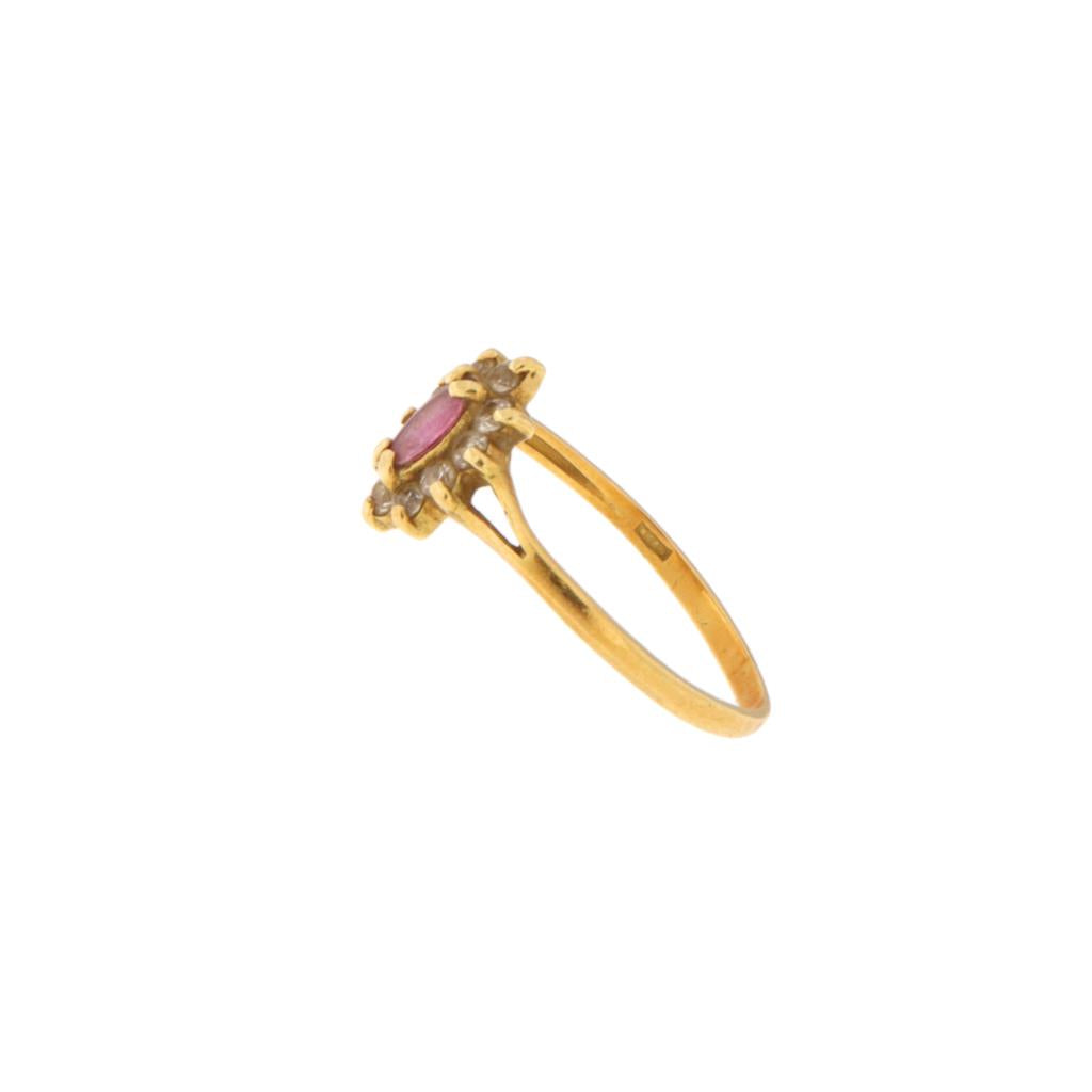 Anello Fiore con Pietre Bianche e Rosa