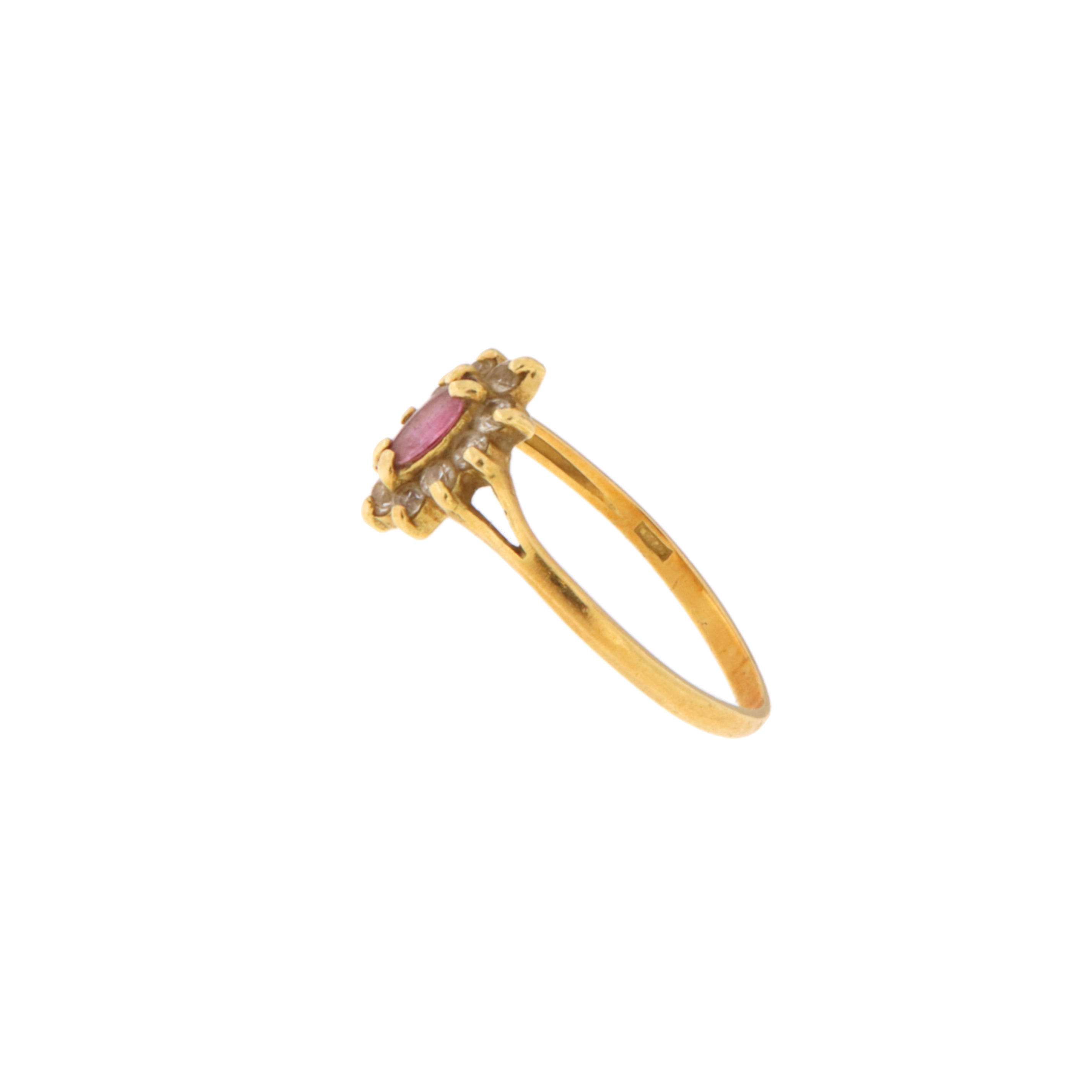 Anello Fiore con Pietre Bianche e Rosa