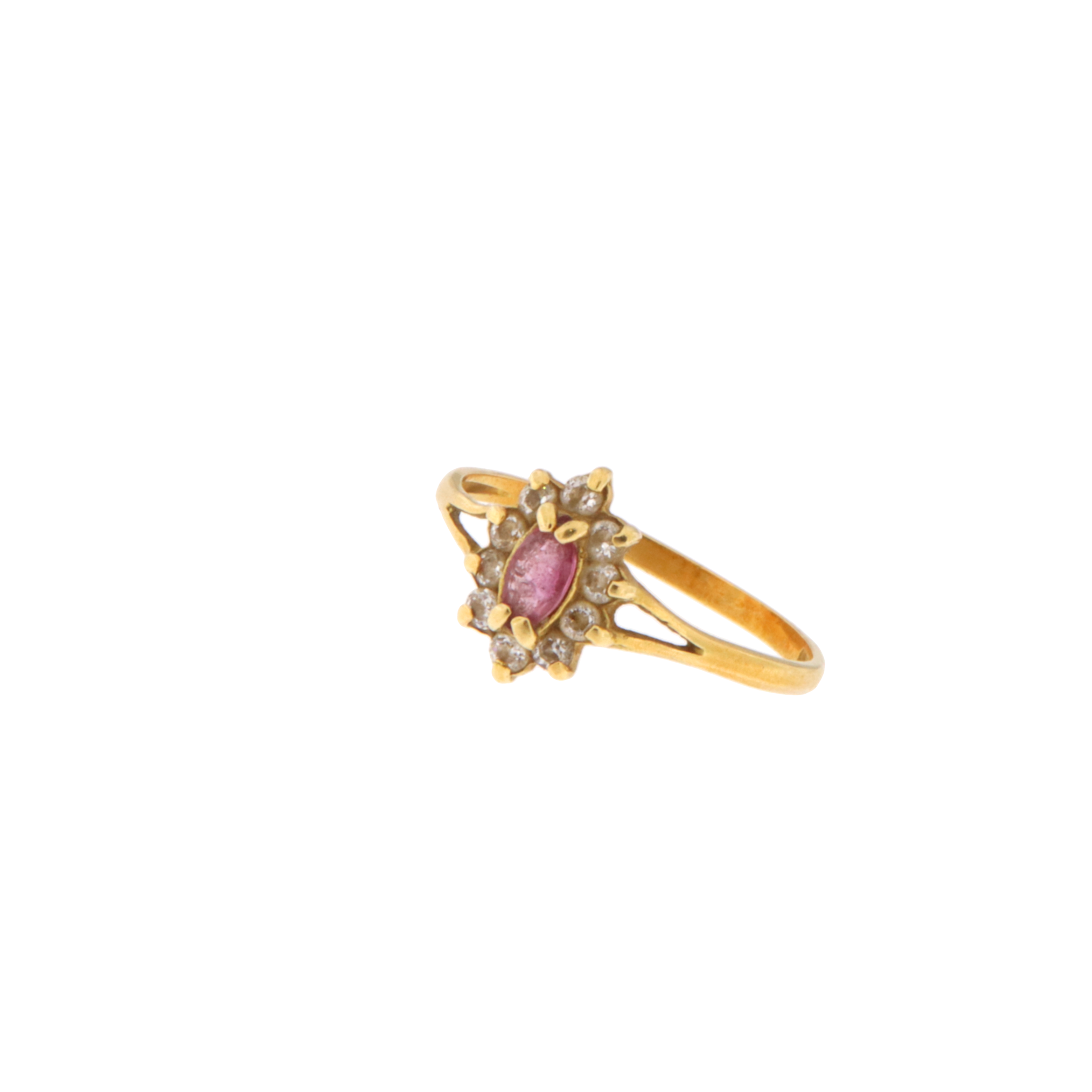 Anello Fiore con Pietre Bianche e Rosa