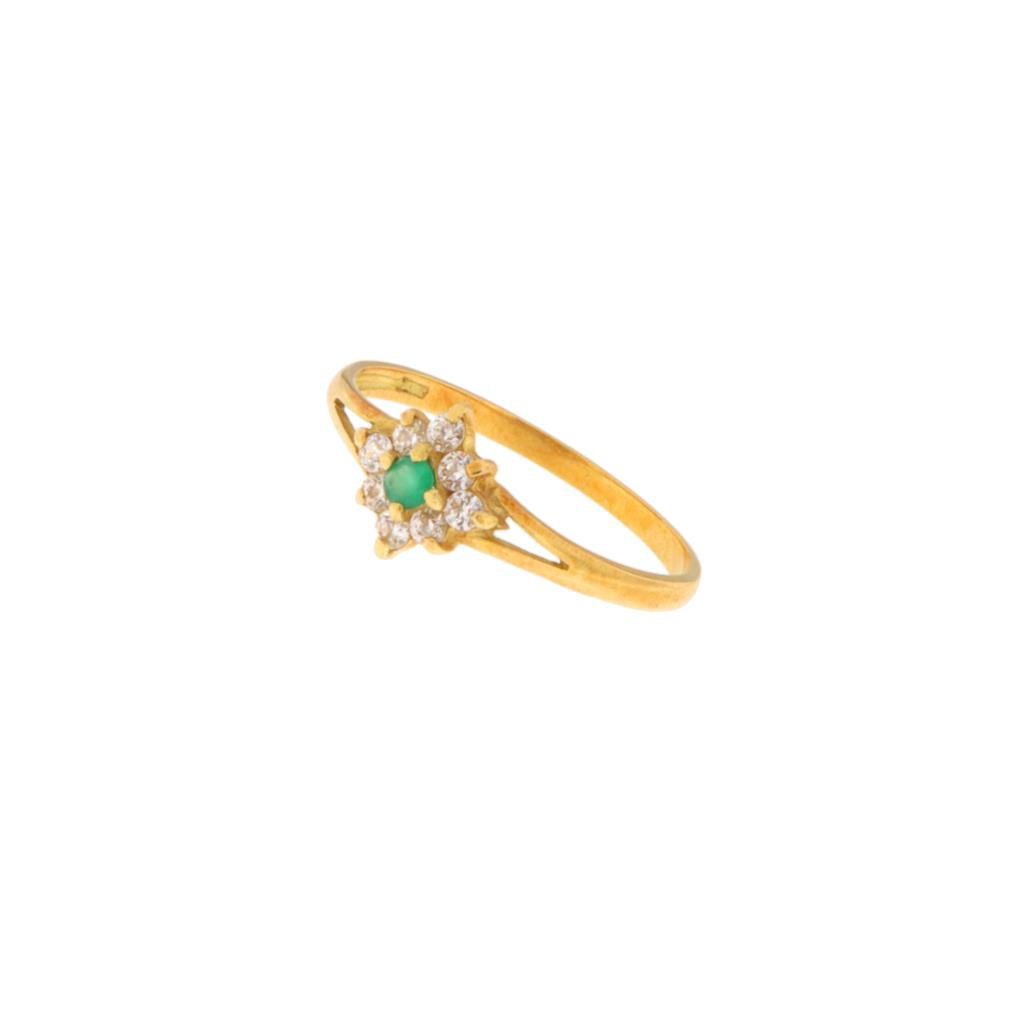 Anello Fiore Pietre Bianche e Verdi