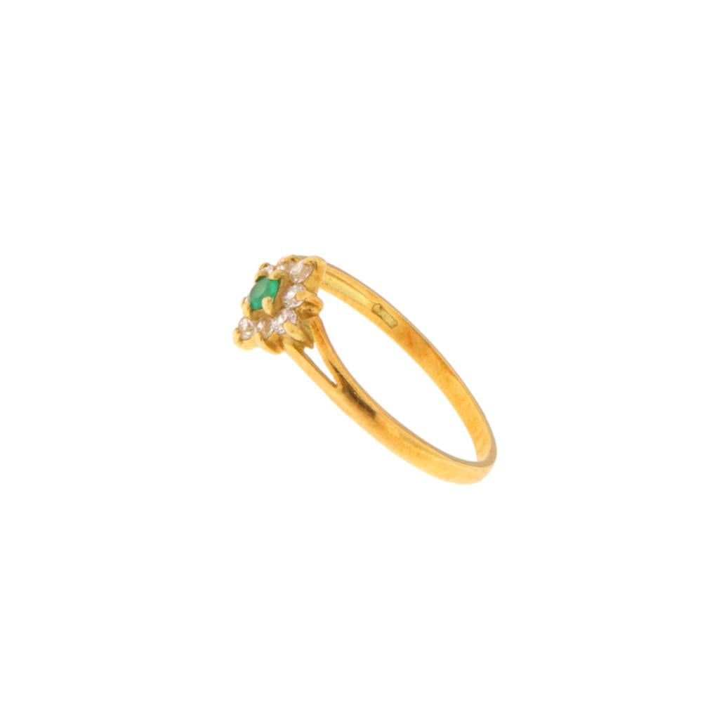 Anello Fiore Pietre Bianche e Verdi
