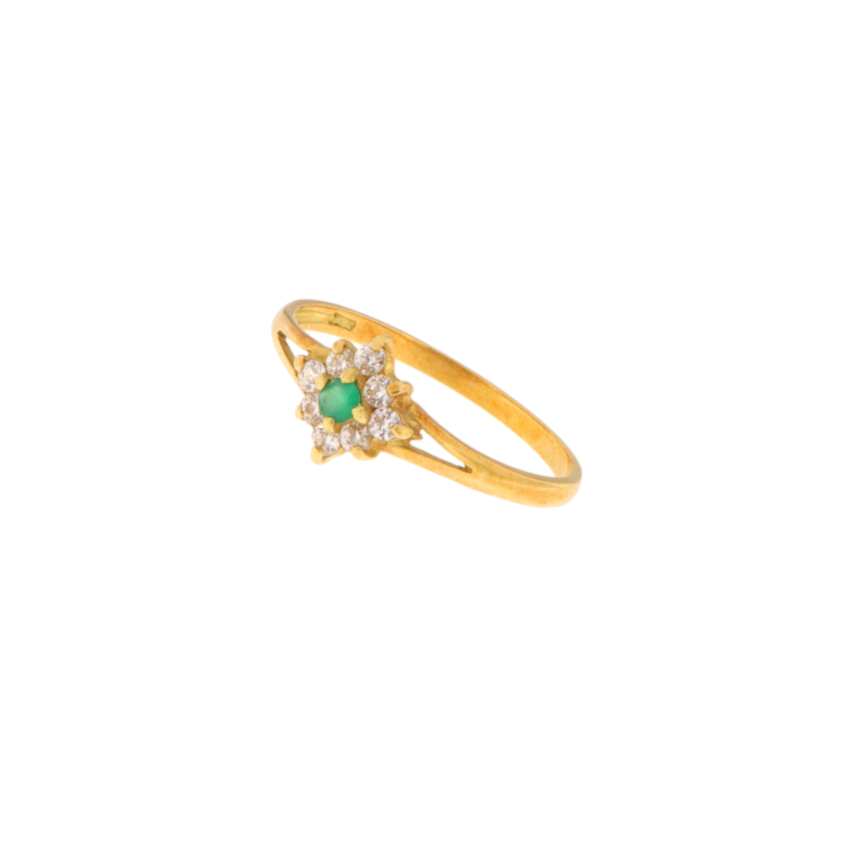 Anello Fiore Pietre Bianche e Verdi