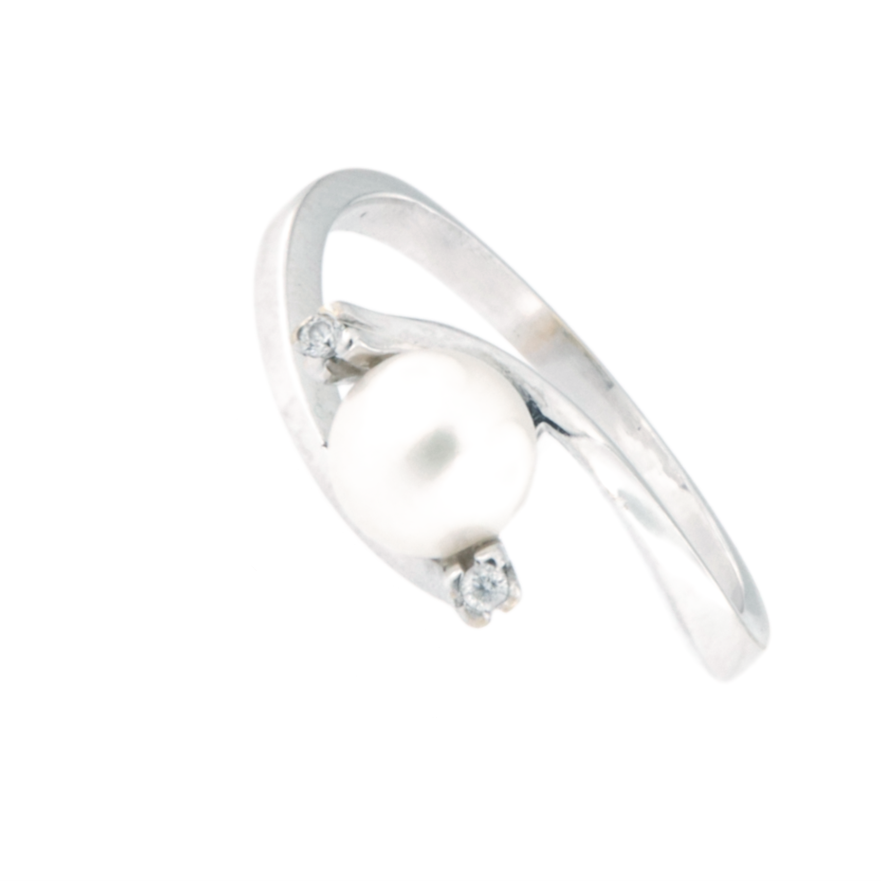 Anello Perla e Pietre Bianche