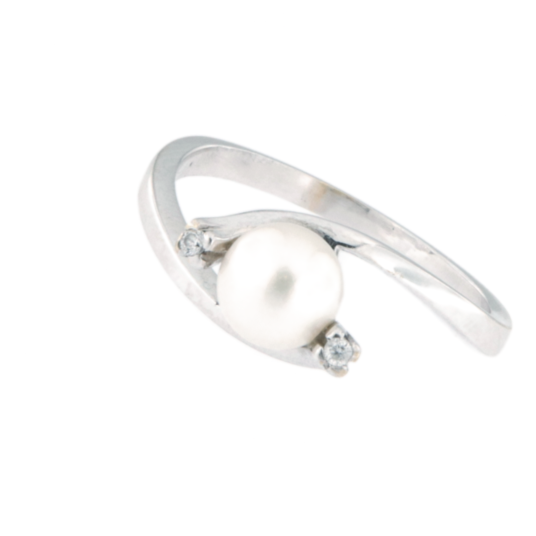 Anello Perla e Pietre Bianche