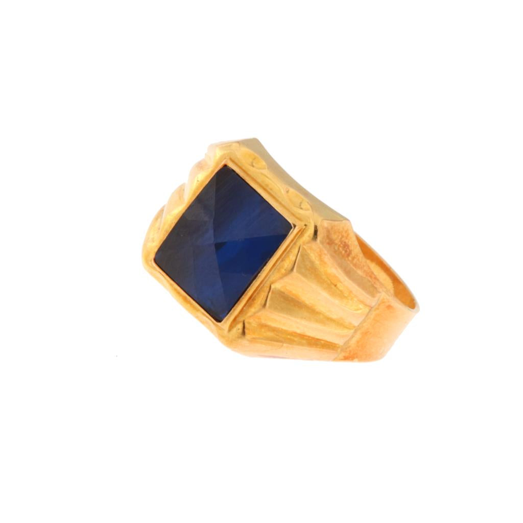 Anello Uomo Rettangolare Pietra Blu