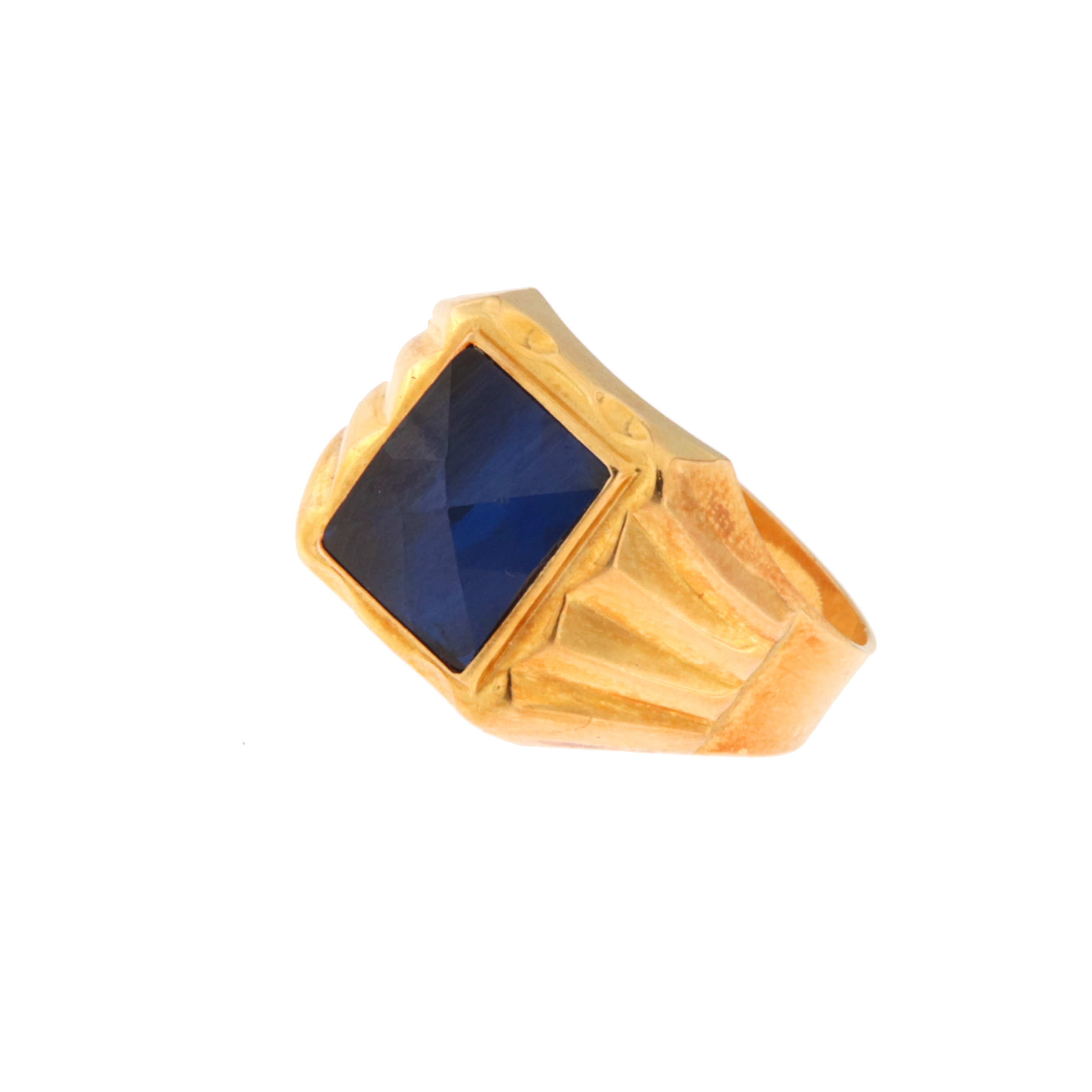 Anello Uomo Rettangolare Pietra Blu